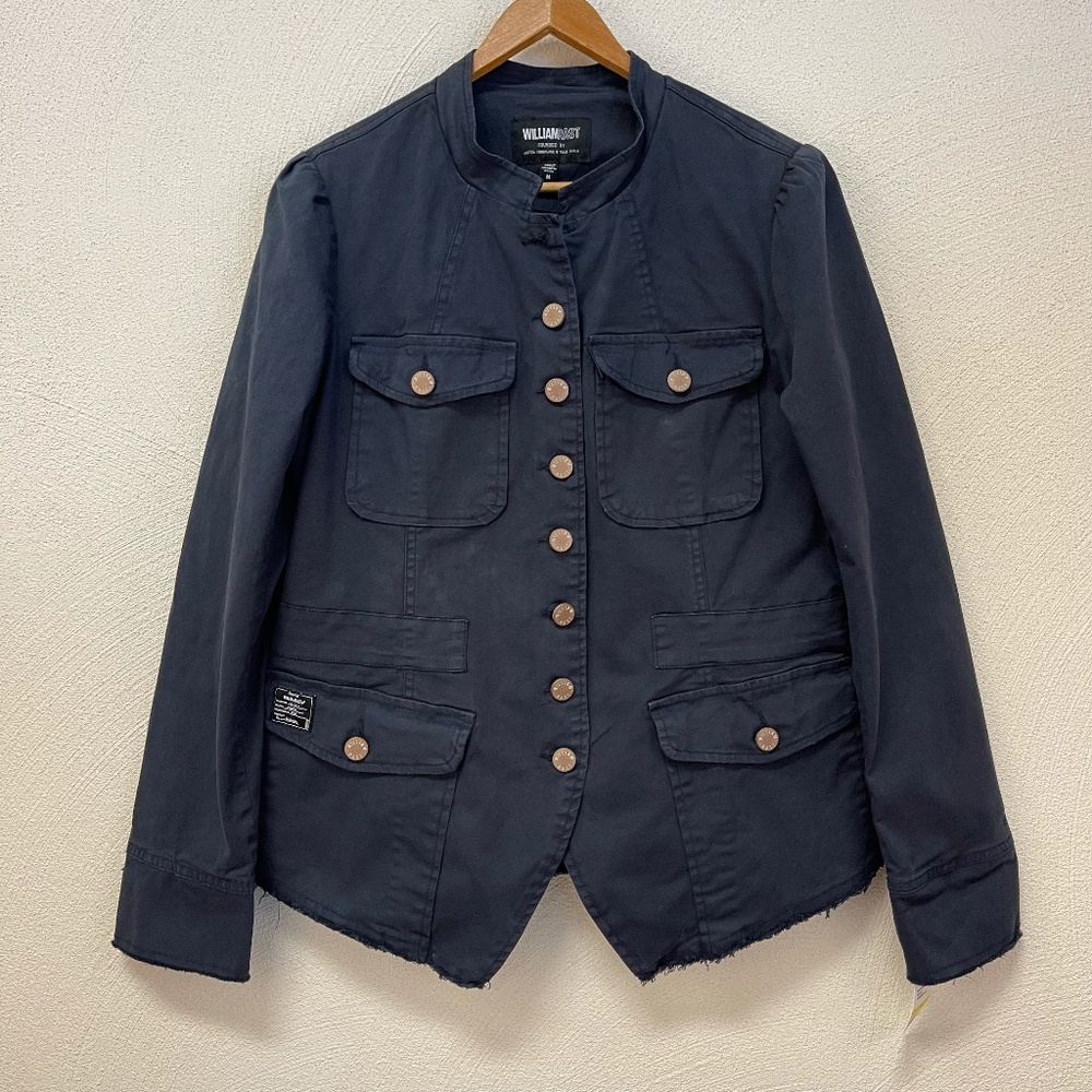 William Rast Navy Military-Style Cotton Jacket